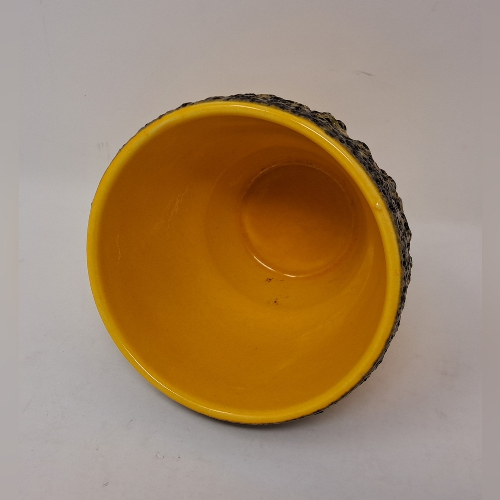 West Germany Fat Lava Flower Pot Vase MCM Mid Century Yellow Pottery Ceramics - Picture 6 of 13